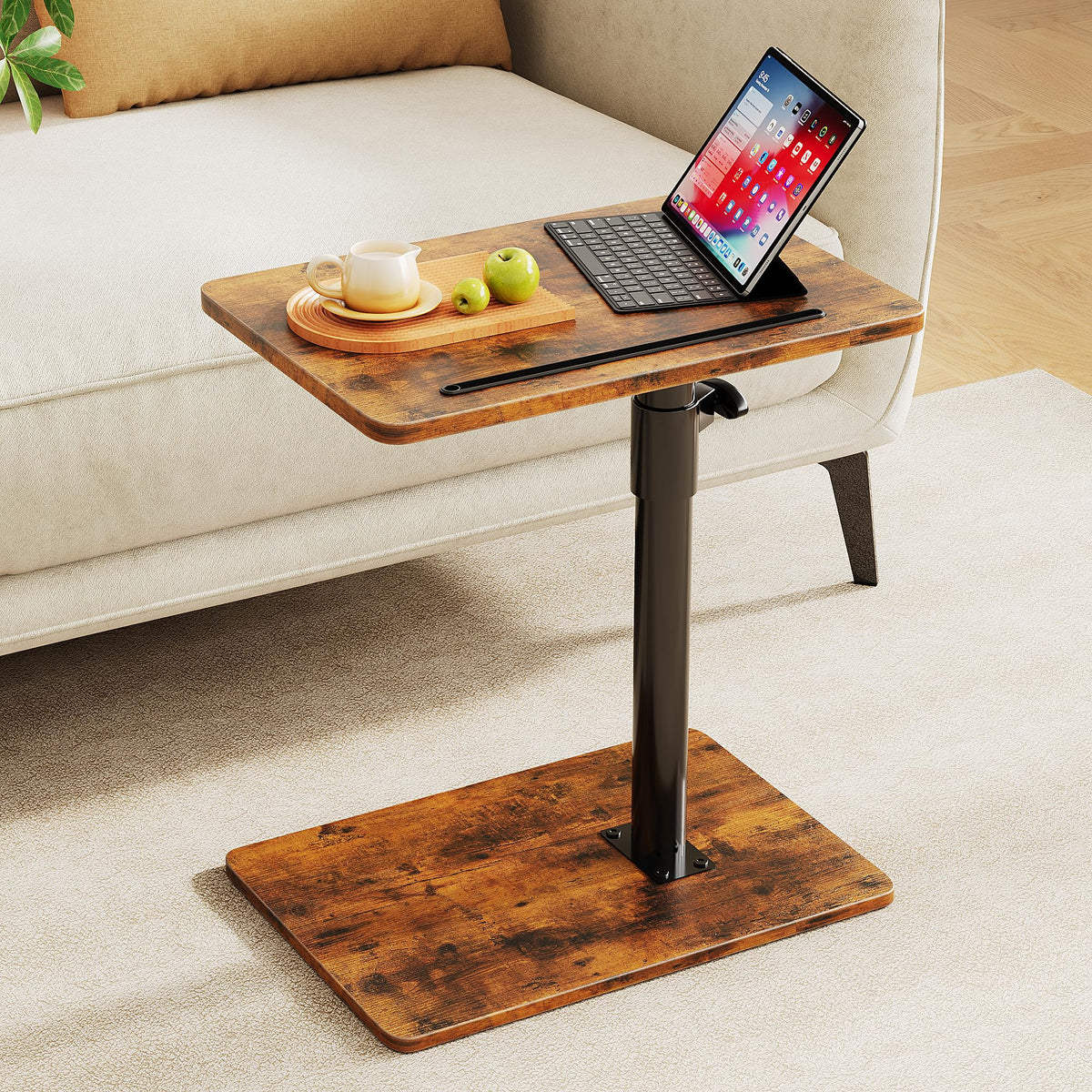 Height Adjustable Swivel C Shaped Side Table Set of 2 A995202